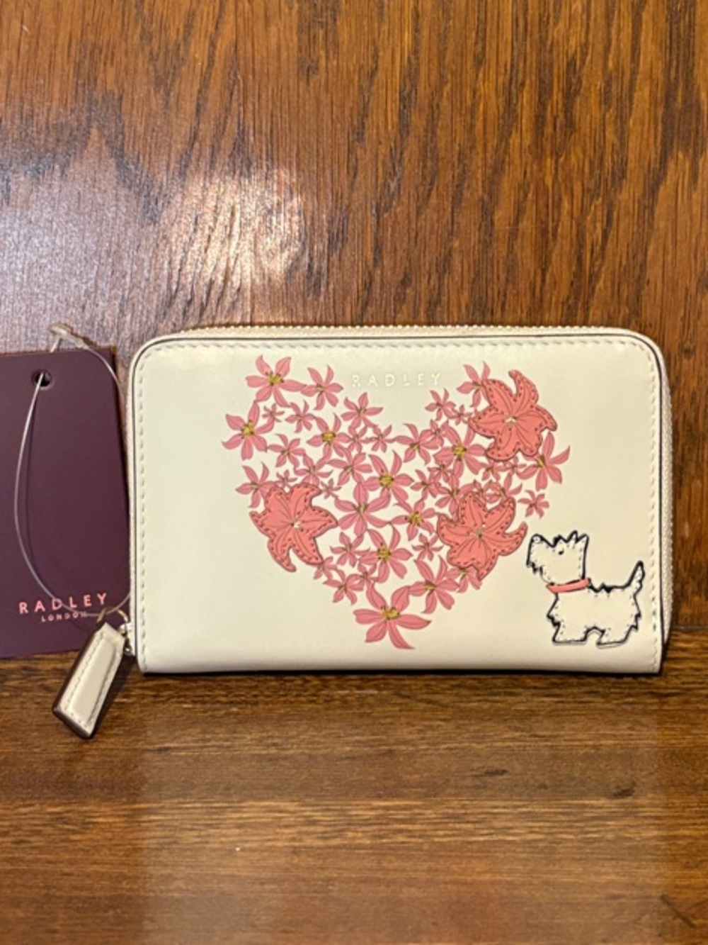 NWT-Radley London-Love You Lots-
Medium Zip Around Wallet-Salt/Pink-$108